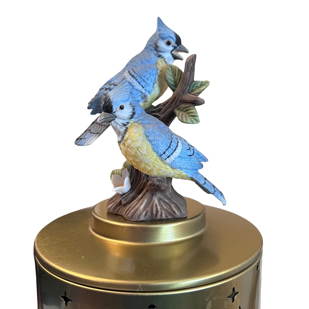 VTG Lefton China Blue Jay Birds Figurine Nest Egg Collection 02203 Hand Painted